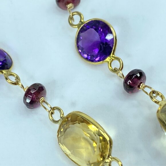 14K Multi colors & Shapes, Size Rainbow nature Gemstone bracelet 6.9g 7.25 JR961 - Picture 4 of 6